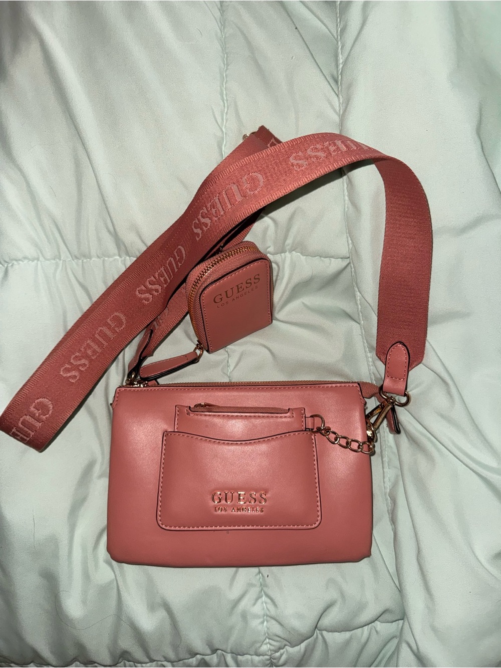 GUESS Dusty Rose Crossbody with Detachable Logo Strap